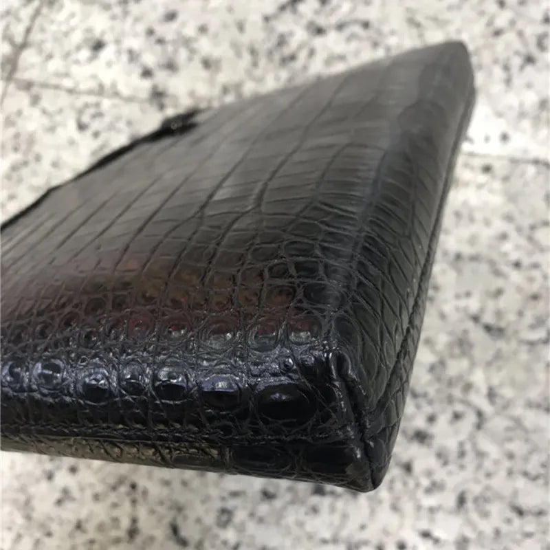 TREKHE | Executive Crocodile Wristlet – Klassische Business-Clutch aus Leder