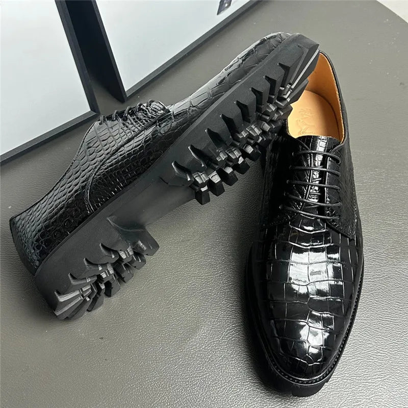 Crocodile Oxford Lace-Up – Modern Classic with Exotic Texture