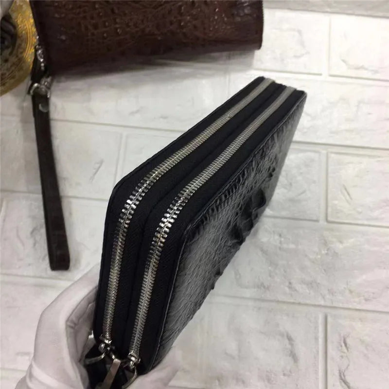 TREKHE | Dominion Krokodil Clutch Geldbörse – Langer Organizer mit zwei Reißverschlüssen