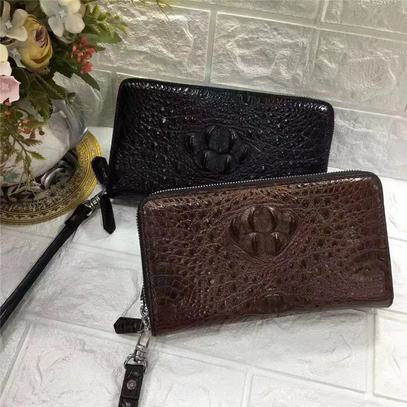 TREKHE | Dominion Krokodil Clutch Geldbörse – Langer Organizer mit zwei Reißverschlüssen
