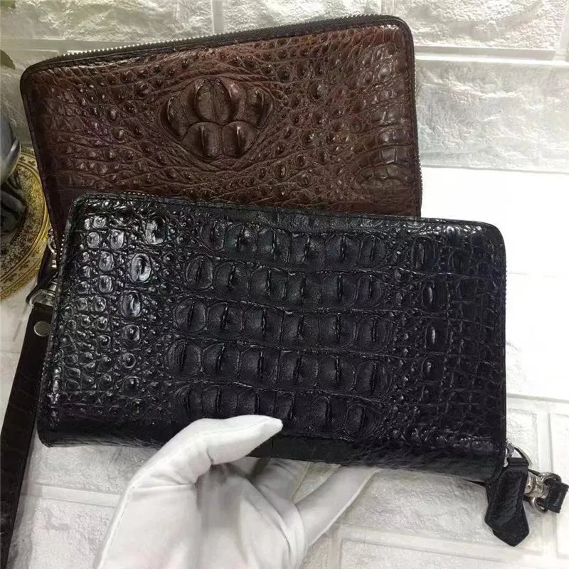TREKHE | Dominion Krokodil Clutch Geldbörse – Langer Organizer mit zwei Reißverschlüssen