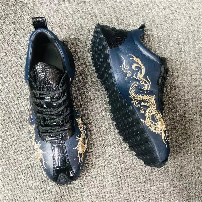 TREKHE | Imperial Dragon Sneakers – Schnürschuhe mit Krokodilstickerei