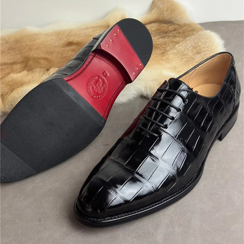 TREKHE | Prestige Crocodile Oxford – Genuine Exotic Leather Lace-Up Shoes
