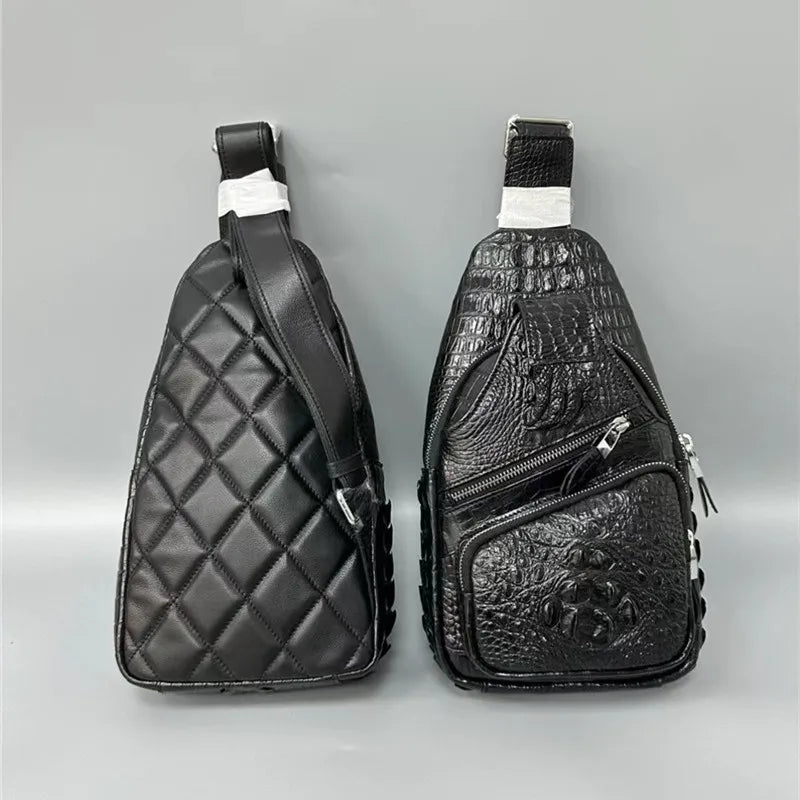 TREKHE | Alligator Claw Signature Chest Bag – 100% Genuine Crocodile Leather Handcrafted Crossbody for Men