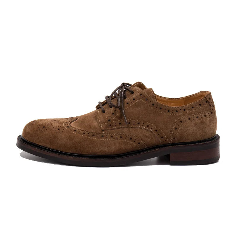 Title: TREKHE | Handcrafted Brogue Shoes – Premium Cow Suede Men's Lace-Up