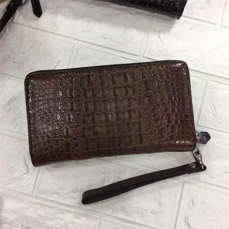 TREKHE | Dominion Krokodil Clutch Geldbörse – Langer Organizer mit zwei Reißverschlüssen