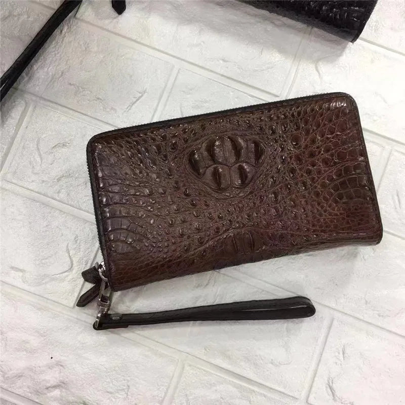 TREKHE | Dominion Krokodil Clutch Geldbörse – Langer Organizer mit zwei Reißverschlüssen