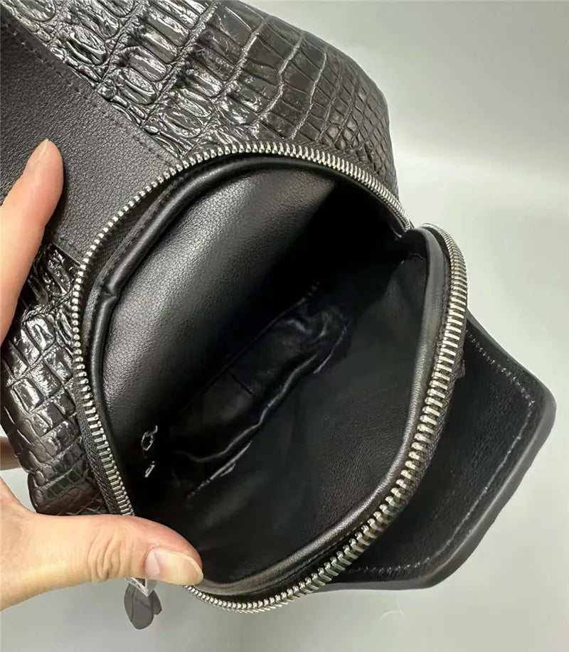 TREKHE | Alligator Claw Signature Chest Bag – 100% Genuine Crocodile Leather Handcrafted Crossbody for Men