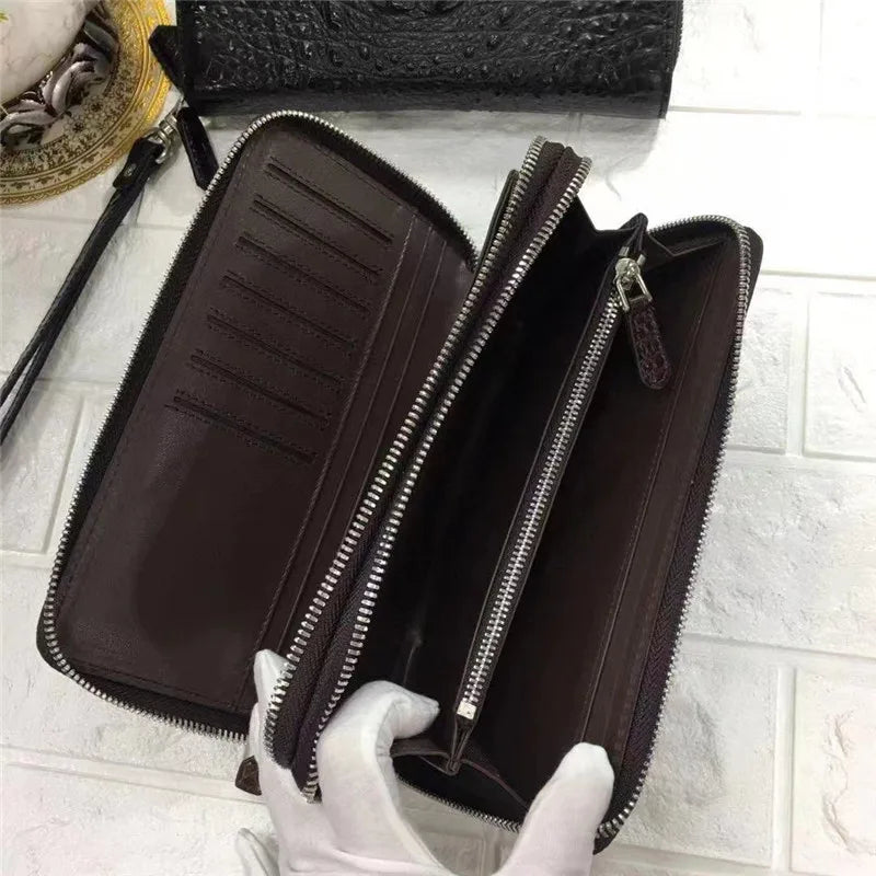 TREKHE | Dominion Krokodil Clutch Geldbörse – Langer Organizer mit zwei Reißverschlüssen