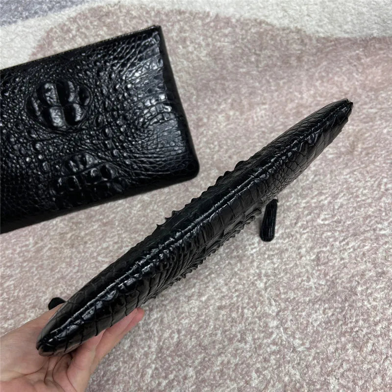 TREKHE | Heritage Crocodile Envelope Clutch – Klassische Leder-Handgelenktasche