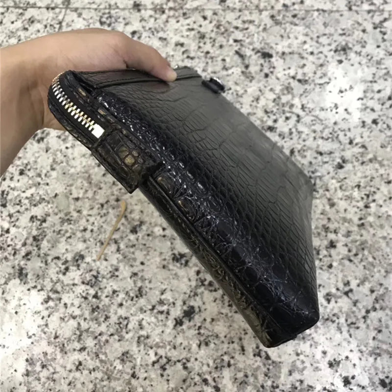 TREKHE | Executive Crocodile Wristlet – Klassische Business-Clutch aus Leder