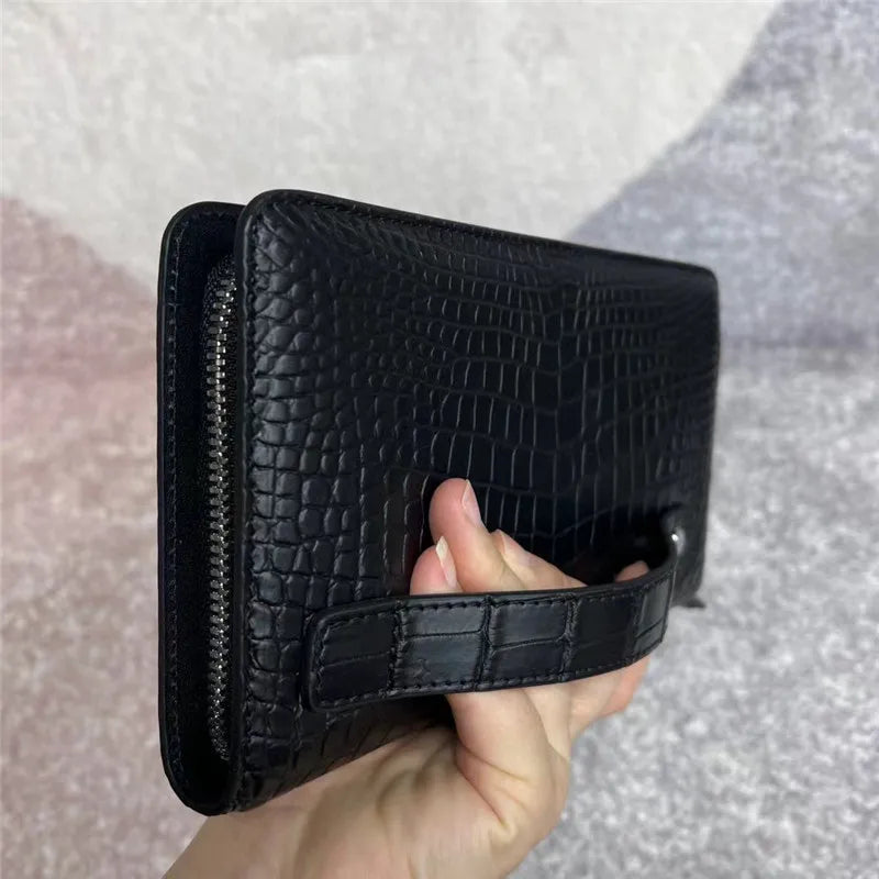 TREKHE | Prestige Clutch aus Krokodilleder – Executive-Geldbörse für Telefon und Karten