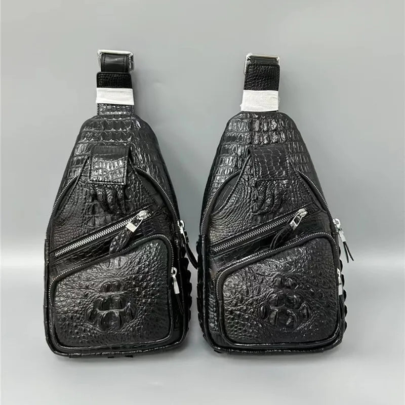 TREKHE | Alligator Claw Signature Chest Bag – 100% Genuine Crocodile Leather Handcrafted Crossbody for Men