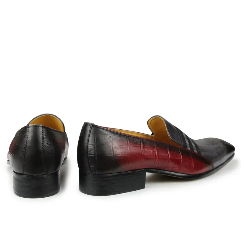 TREKHE | Grau-schwarze Slip-On-Loafer – Handgefertigtes Leder mit gestreiftem Akzent