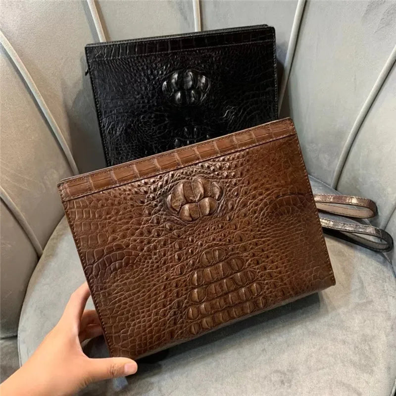 TREKHE | Fortress Crocodile Hard Clutch – Aktentasche aus strukturiertem Leder