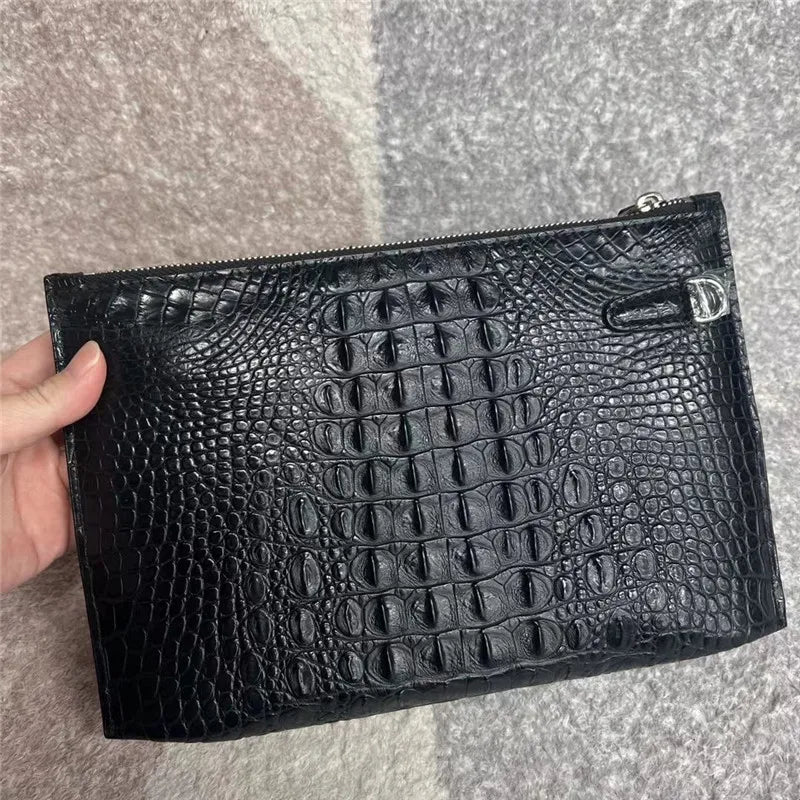 TREKHE | Crest Crocodile Envelope Clutch – Edle Business-Handgelenktasche
