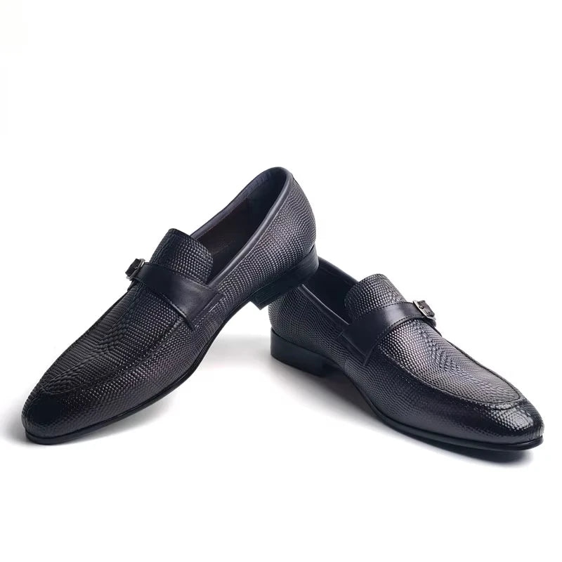 TREKHE | Signature Loafer mit Schnalle – Echtes Leder mit Animalprint-Prägung