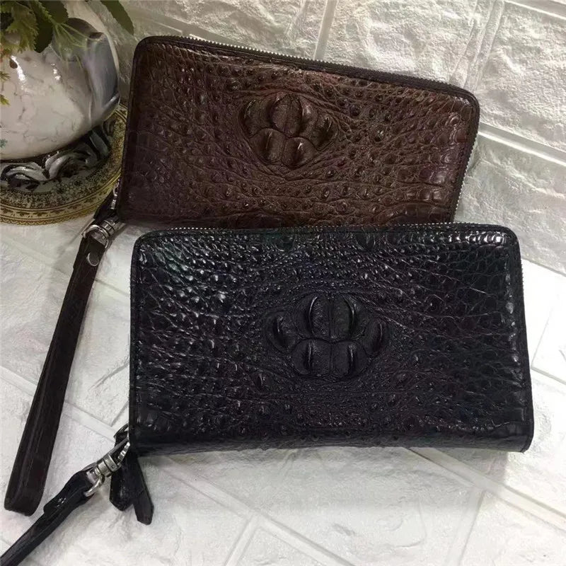 TREKHE | Dominion Krokodil Clutch Geldbörse – Langer Organizer mit zwei Reißverschlüssen