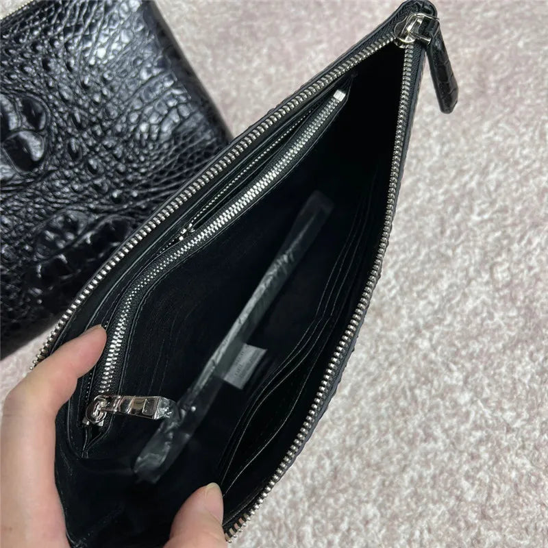 TREKHE | Heritage Crocodile Envelope Clutch – Klassische Leder-Handgelenktasche