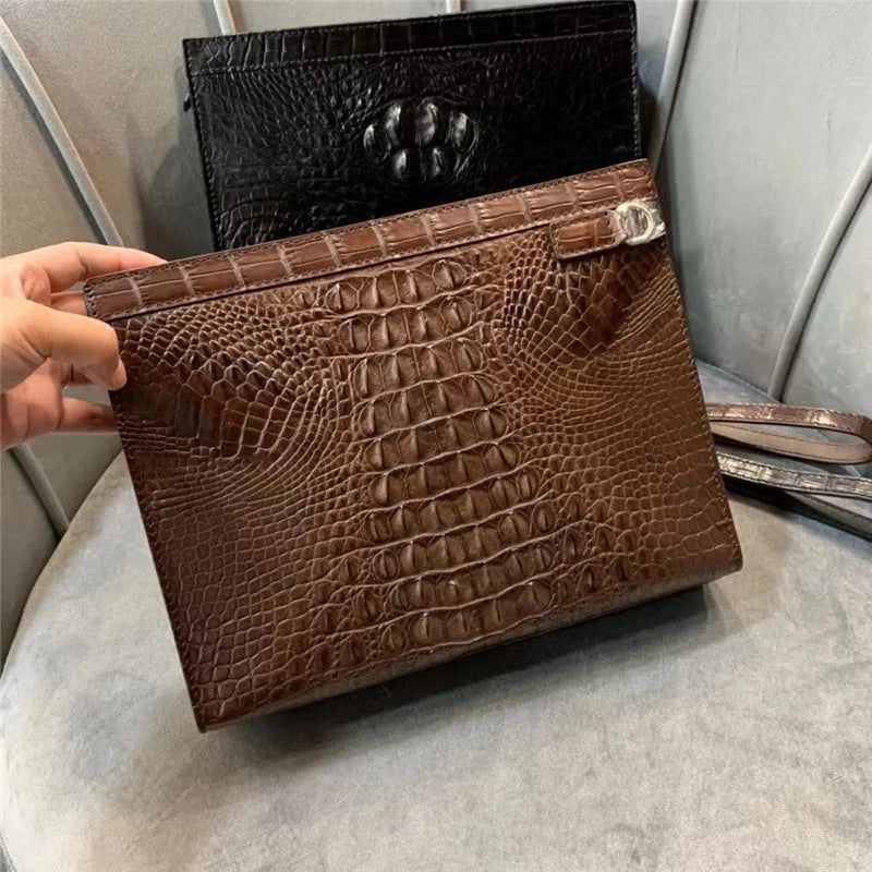 TREKHE | Fortress Crocodile Hard Clutch – Aktentasche aus strukturiertem Leder