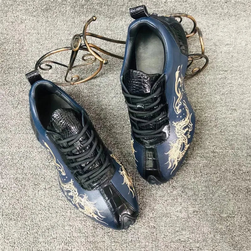 TREKHE | Imperial Dragon Sneakers – Schnürschuhe mit Krokodilstickerei