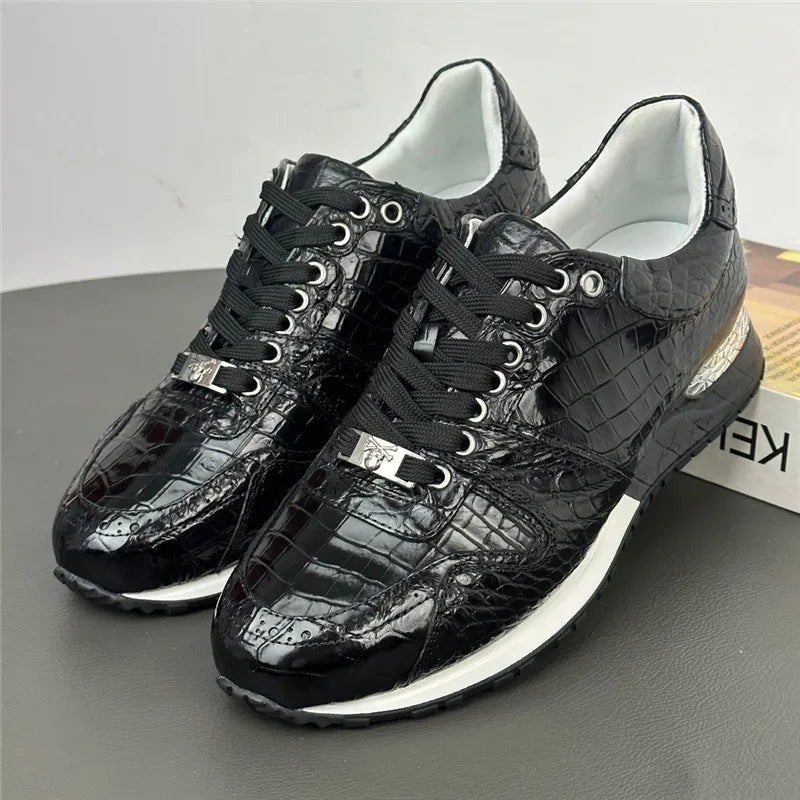TREKHE | Crocodile Outdoor Schnürschuh – Alltagstaugliche Stärke aus exotischem Leder