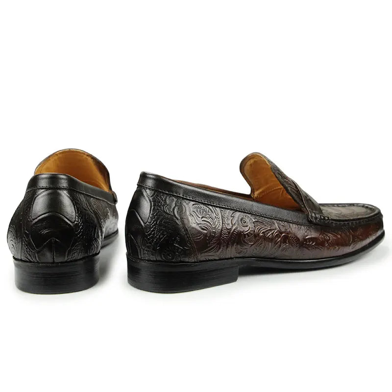 TREKHE | Klassische bedruckte Loafer – Slip-On-Echtleder für Eleganz im Alltag