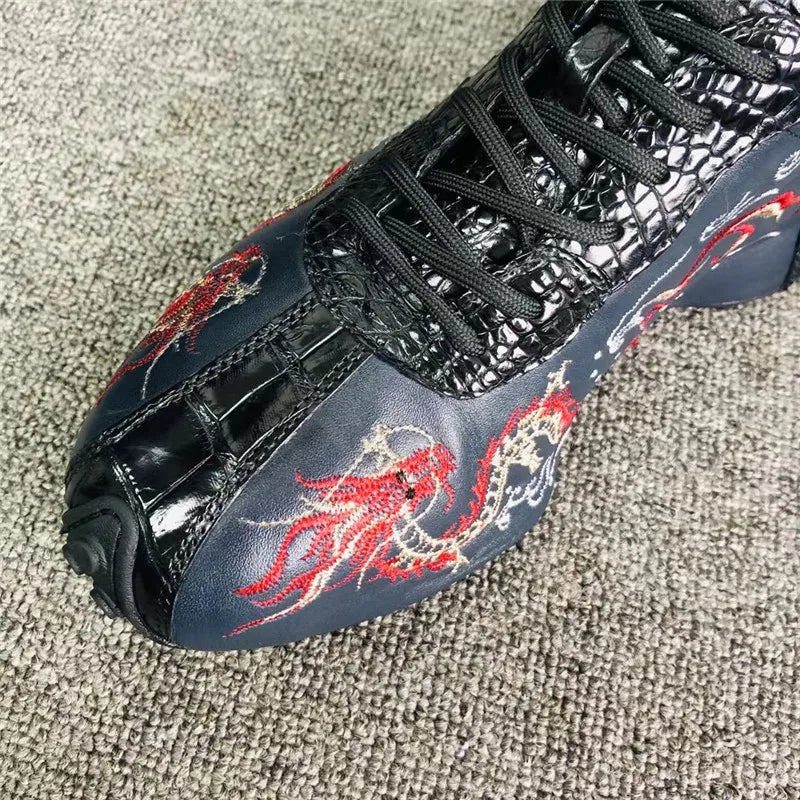 TREKHE | Imperial Dragon Sneakers – Schnürschuhe mit Krokodilstickerei