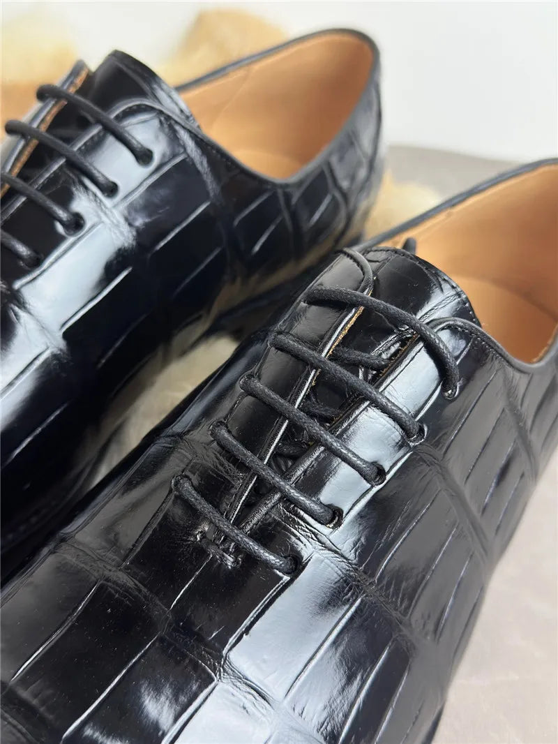 TREKHE | Prestige Crocodile Oxford – Genuine Exotic Leather Lace-Up Shoes