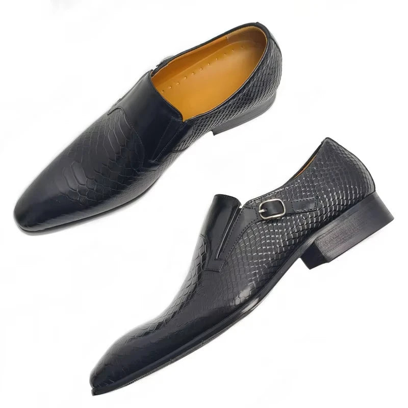 TREKHE | Essential Schwarze Slip-On-Loafer – Handbemaltes Rindsleder
