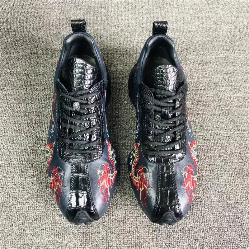 TREKHE | Imperial Dragon Sneakers – Schnürschuhe mit Krokodilstickerei