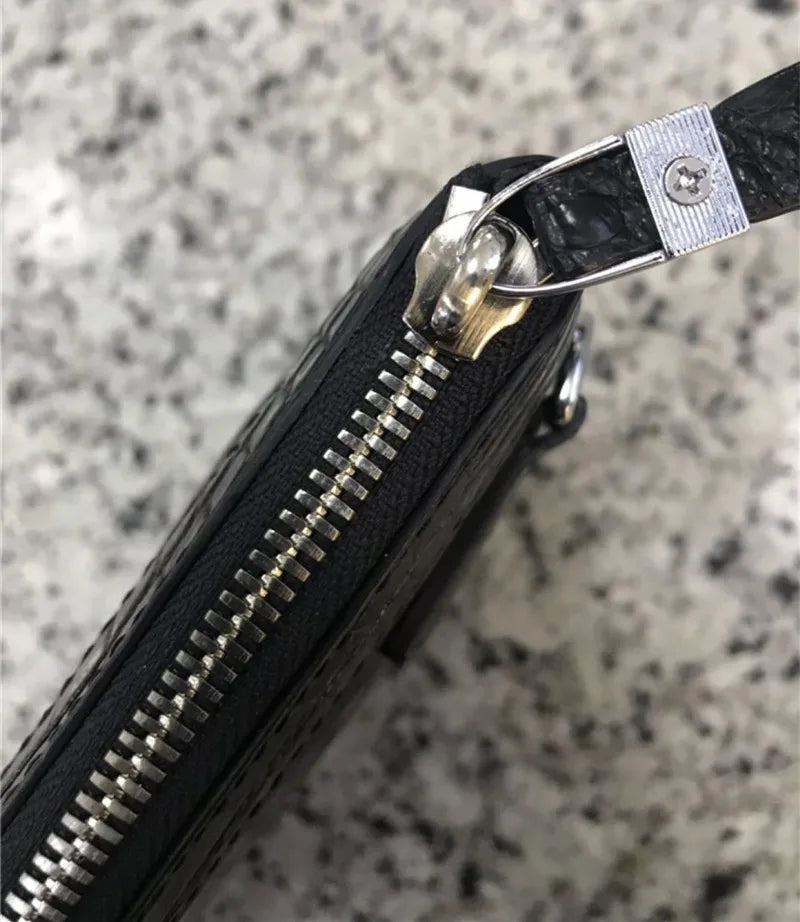 TREKHE | Executive Crocodile Wristlet – Klassische Business-Clutch aus Leder