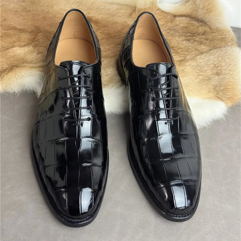 TREKHE | Prestige Crocodile Oxford – Genuine Exotic Leather Lace-Up Shoes