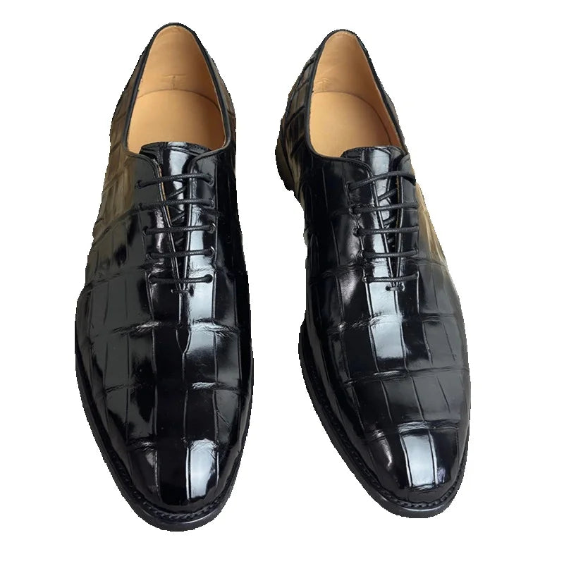 TREKHE | Prestige Crocodile Oxford – Genuine Exotic Leather Lace-Up Shoes