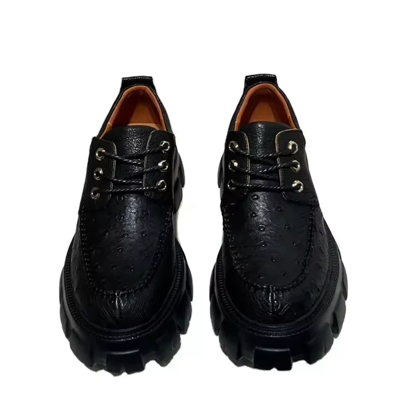 TREKHE | Ostrich Skin Outdoor Lace-Up – Rugged Elevation in Exotic Craft