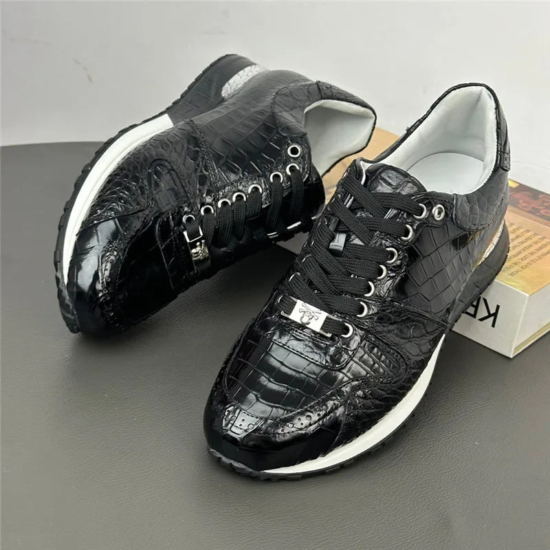 TREKHE | Crocodile Outdoor Schnürschuh – Alltagstaugliche Stärke aus exotischem Leder