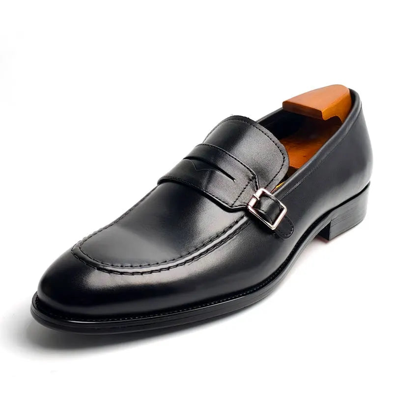 TREKHE | Klassischer Büro-Loafer – Slipper mit spitzer Spitze aus echtem Rindsleder