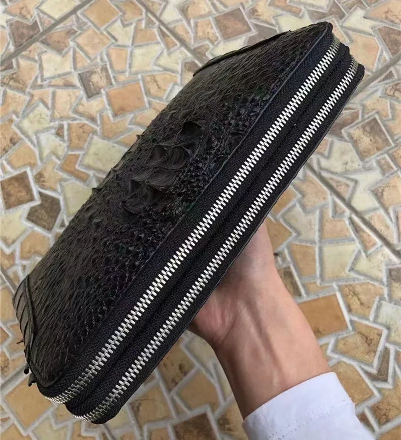 TREKHE | Valor Krokodil-Reißverschluss-Clutch – Organizer-Tasche aus weichem Leder