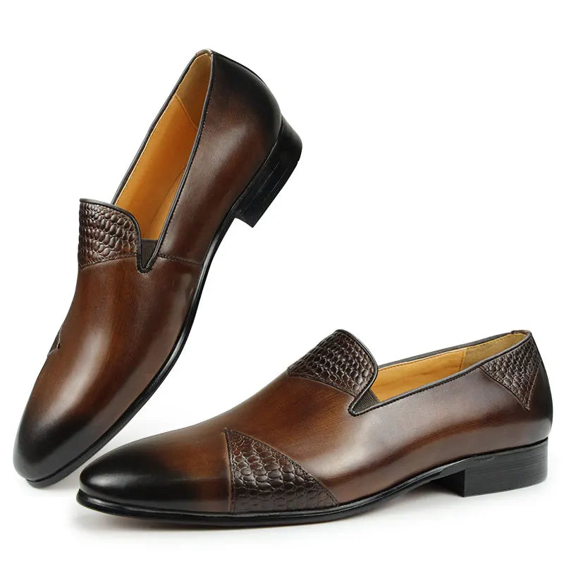 TREKHE | Italienische One-Step-Loafer – Hochwertiges Rindsleder mit handgefertigtem Farbverlauf