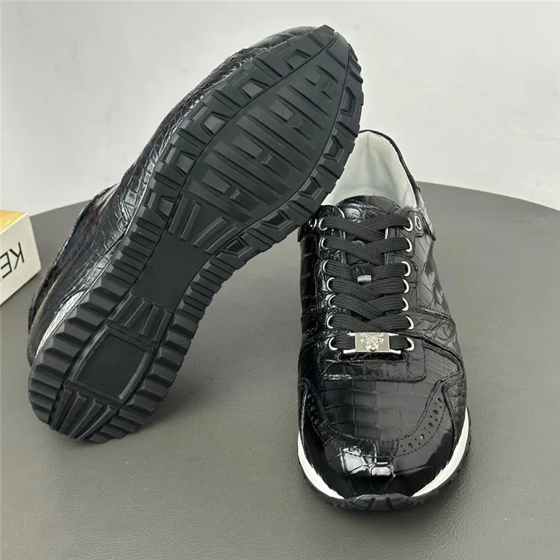 TREKHE | Crocodile Outdoor Schnürschuh – Alltagstaugliche Stärke aus exotischem Leder