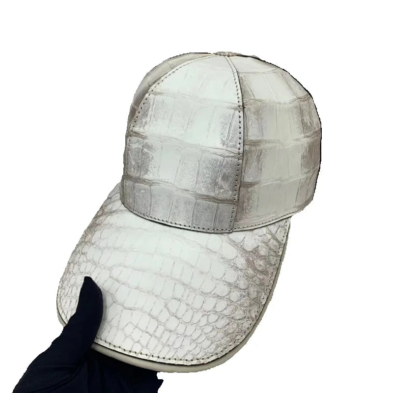 TREKHE | Imperial Crocodile Cap – Himalaya White Luxury Snapback