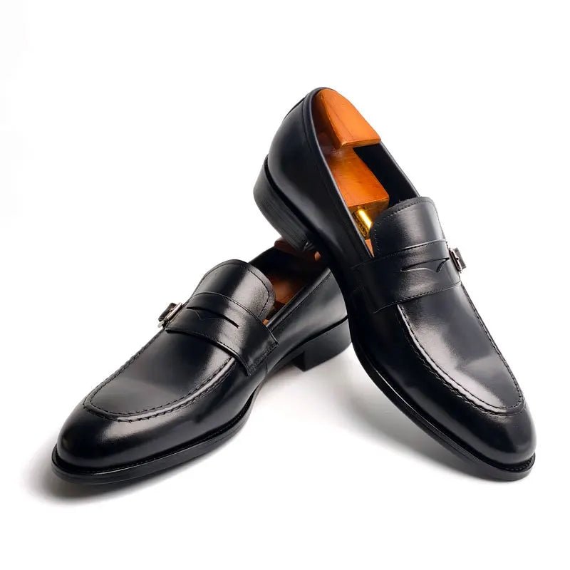 TREKHE | Klassischer Büro-Loafer – Slipper mit spitzer Spitze aus echtem Rindsleder