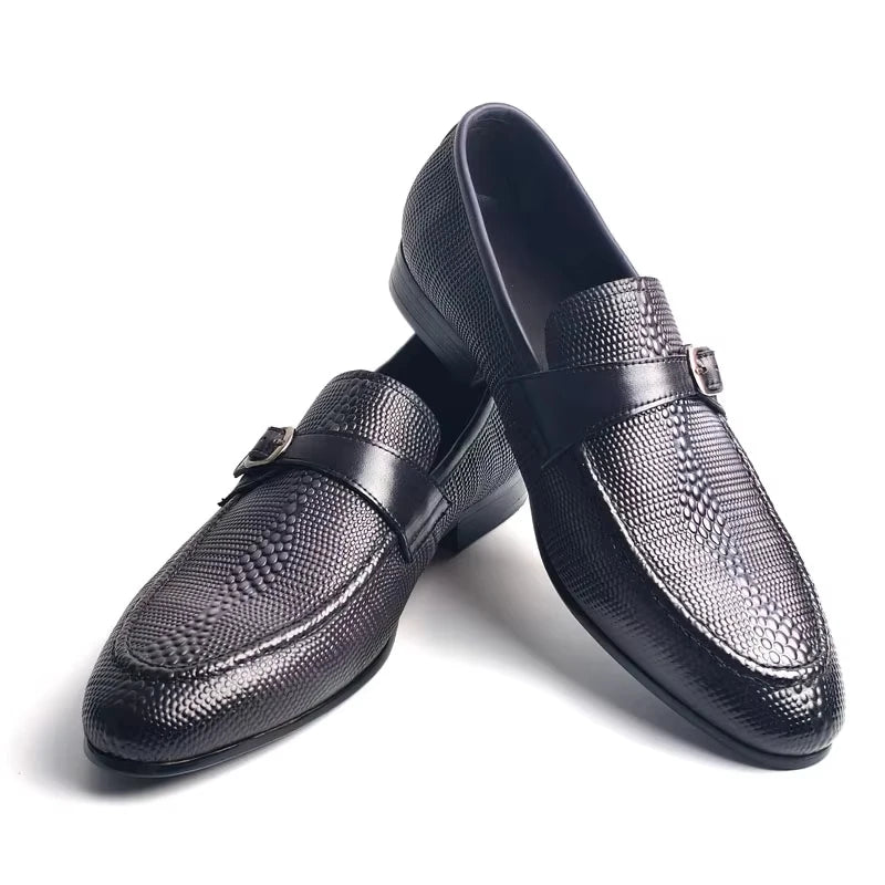 TREKHE | Signature Loafer mit Schnalle – Echtes Leder mit Animalprint-Prägung