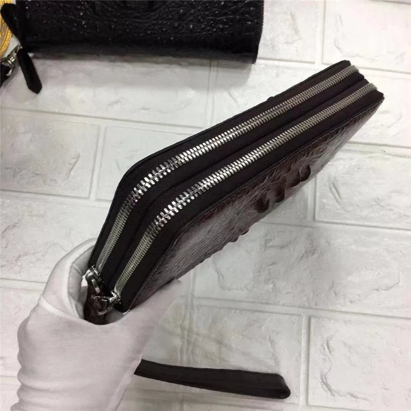 TREKHE | Dominion Krokodil Clutch Geldbörse – Langer Organizer mit zwei Reißverschlüssen