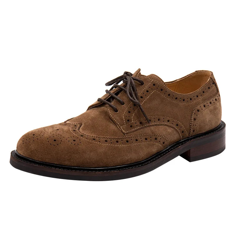 Title: TREKHE | Handcrafted Brogue Shoes – Premium Cow Suede Men's Lace-Up