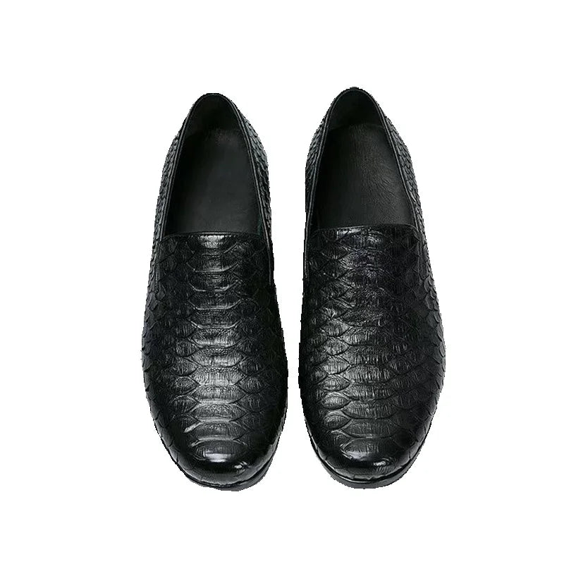 TREKHE | Schwarzer Loafer aus Schlangenleder – Echtes Leder, Goodyear-Handwerkskunst
