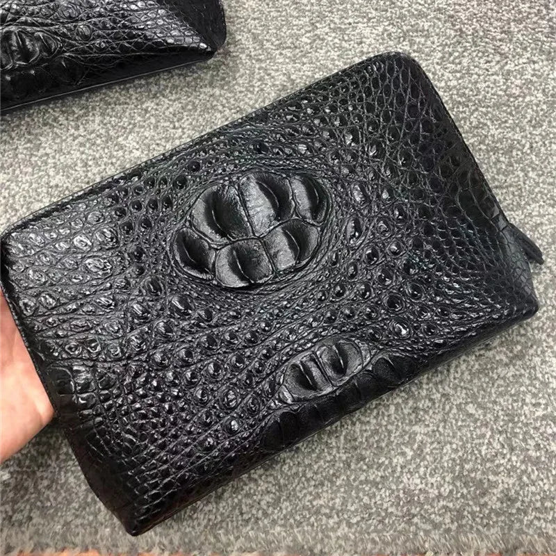 TREKHE | Executive Clutch aus Krokodilleder – 100 % echtes Alligatorleder, Business-Tasche mit Reißverschluss