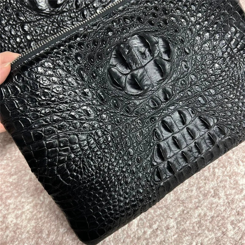 TREKHE | Heritage Crocodile Envelope Clutch – Klassische Leder-Handgelenktasche