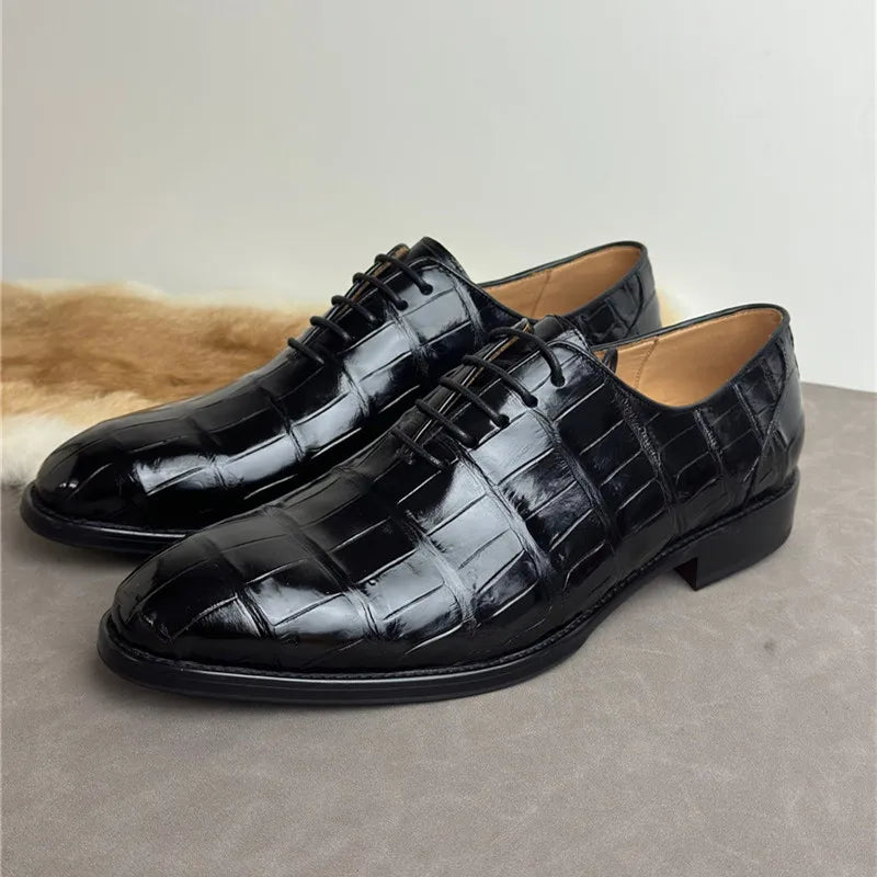 TREKHE | Prestige Crocodile Oxford – Genuine Exotic Leather Lace-Up Shoes