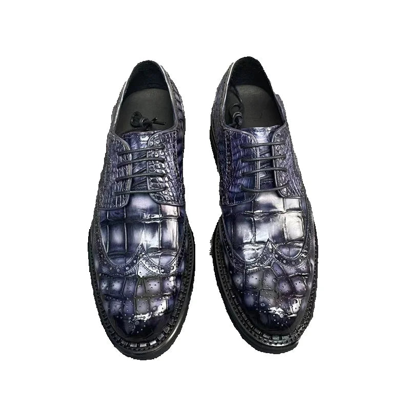 TREKHE | Prestige Crocodile Brogue – 100% Genuine Exotic Leather, Hand-Painted Finish
